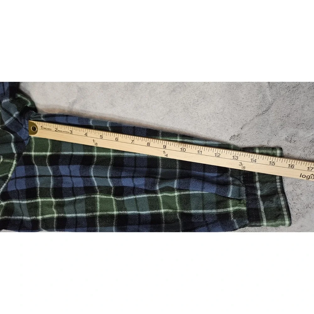L.L. Bean Men's Blue Green Plaid Traditional Fit Flannel Shirt Size Large - Picture 5 of 6
